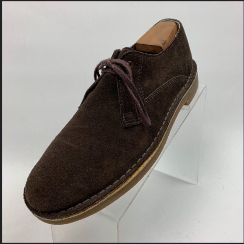 Clarks Oxford Brown Leather & Suede Round Toe Lace-Up Shoes (Size 11)